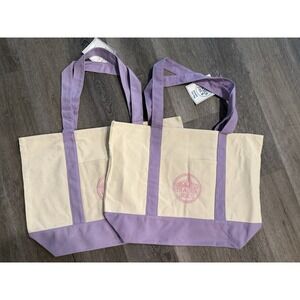2 Pk Set Trader Joe's LARGE Lavender Canvas Totes Bag VIRAL NWT! Easter Tote